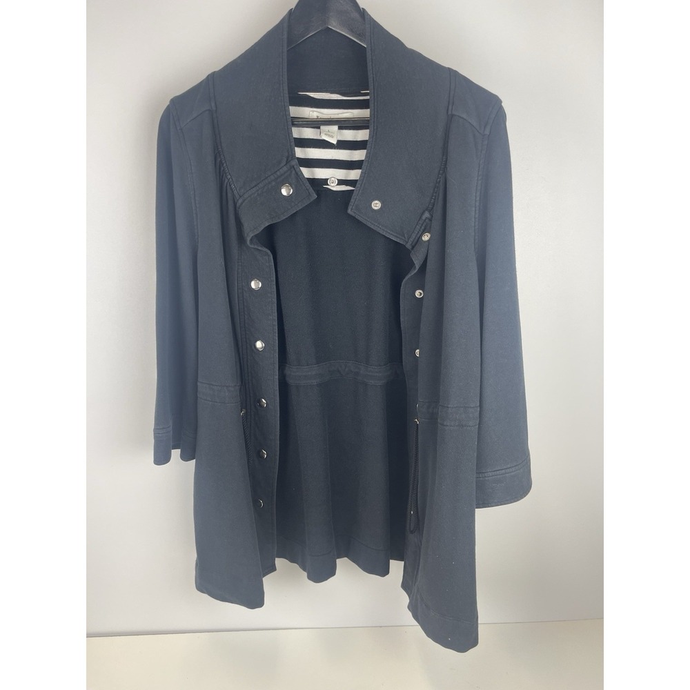 White House Black Market Drape-Front Roll-Sleeve Jacket Large W/ Buttons